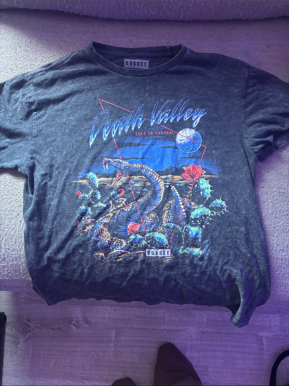 Men’s Death Valley Graphic Tee - Black with Blue & Red Print